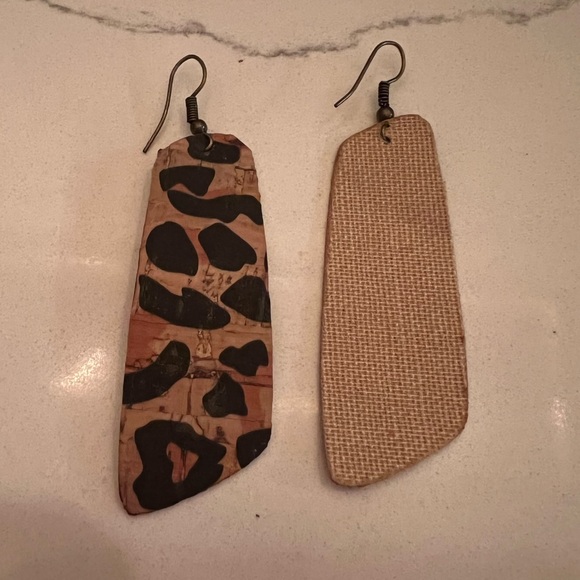 Leopard Cork Fabric Earrings - Picture 4 of 4